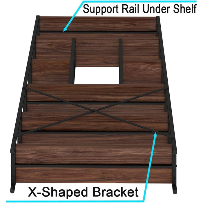 Стелаж LVB з 6 полицями для вітальні, офісу, кухні. Стелаж-стінка з дерева, горіх, 180 см