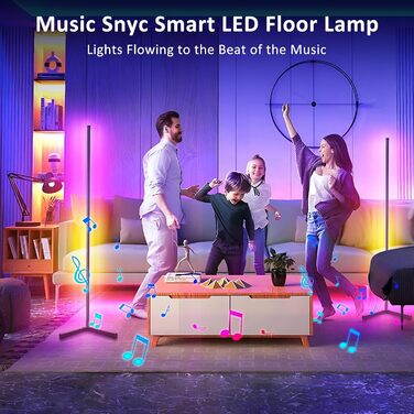 Світлодіодний торшер Comius Sharp 160 см Smart RGB з дистанційним керуванням, додатком, музичними режимами, функцією зроби сам і синхронізацією