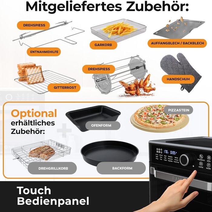 Фритюрниця аеро Balter HL-551T, 5.5 л, чорна, 12 програм, з вікном, 100 рецептів