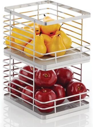 Металевий дротяний органайзер для харчових продуктів кошик для зберігання кухонних шаф з відкритою передньою частиною, комора для зберігання фруктів, овочів, 2 шт. - (хром)