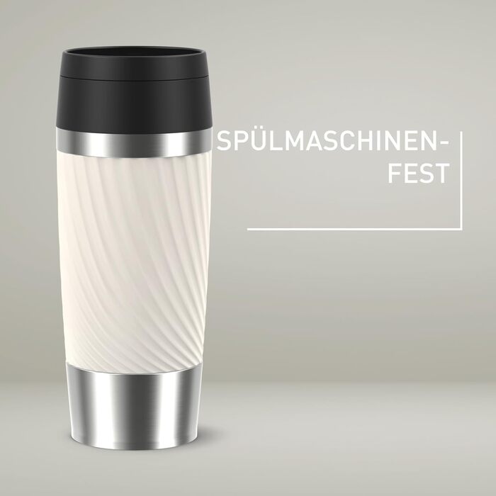 Термокружка Emsa Travel Mug Classic Twist, 0.36 л, кремовий, з кришкою Quick-Press, з нержавіючої сталі