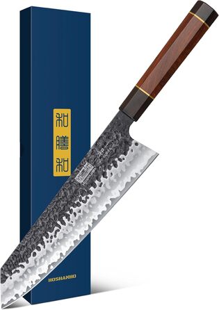 Японський ніж Santoku HOSHANHO 18 см з високоякісної сталі, кухонний ніж для професіоналів та дому, зручна ручка, подарункова коробка