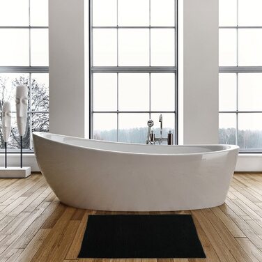 Килимок для ванної MSV килимок для ванної килимок для душу синель килимок для ванної з високим ворсом 60x90 см- (чорний, 50x80 см)