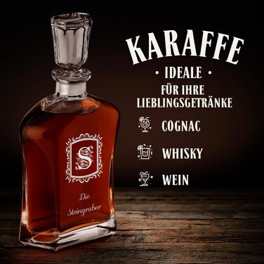 Мавертон Віскі Карафа + Набір склянок для віскі (2/4/6 шт.) з гравіюванням - 700 мл - Чудовий подарунок на весілля для пари