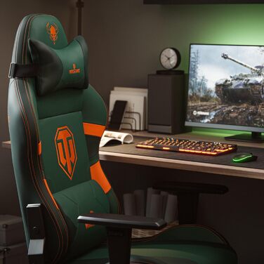 Ігровий крісло Diablo X-One 2.0 для World of Tanks з регульованими підлокітниками та ергономічним дизайном, подушки для шиї та попереку