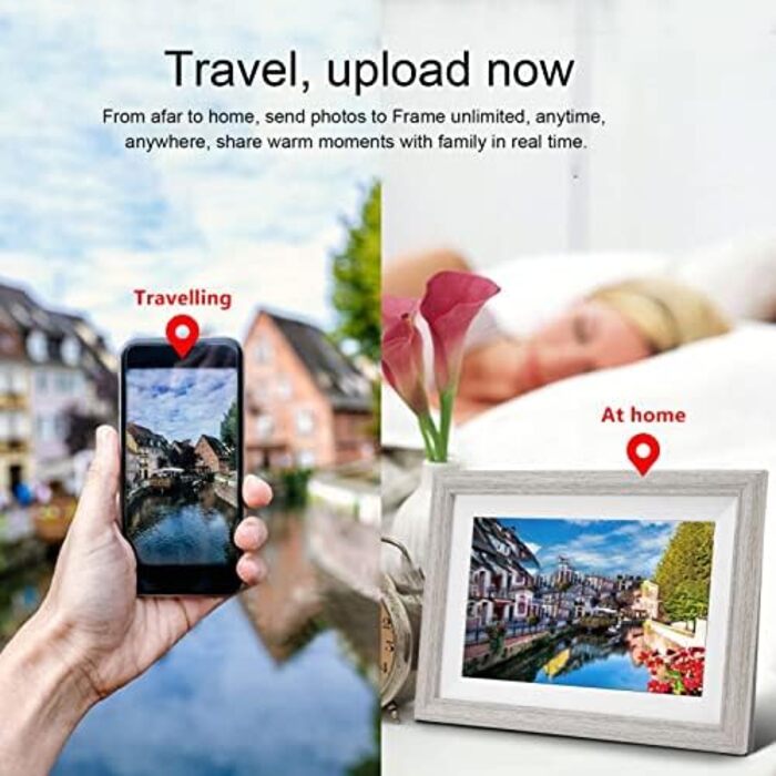 Цифровий фоторамка 10 дюймів з Wi-Fi, дерев'яний, 2K/4K HD IPS 1920x1080, розумний, для передачі фото та відео