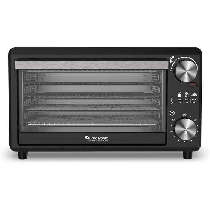 TurboWave BIO сушарка для продуктів, 14 л, металева, 5 ящиків, 30-80°C, таймер, рецепти