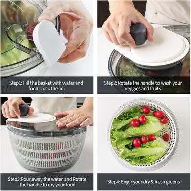 Салатниця-відцентроука для миття, віджимання та сушіння салату та овочів, висока ефективність