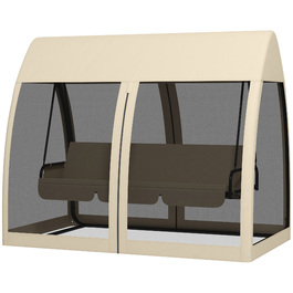 Гойдалка для тераси на 3 особи з функцією ліжка, гойдалка для веранди в стилі Голлівуд з москітною сіткою та сталевим каркасом.