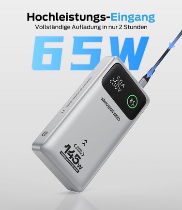 Power Bank MOVESPEED 145W 25000mAh з 3 USB-портами, PD 3.1, Digital Display - для ноутбуків, iPhone, Galaxy, iPad