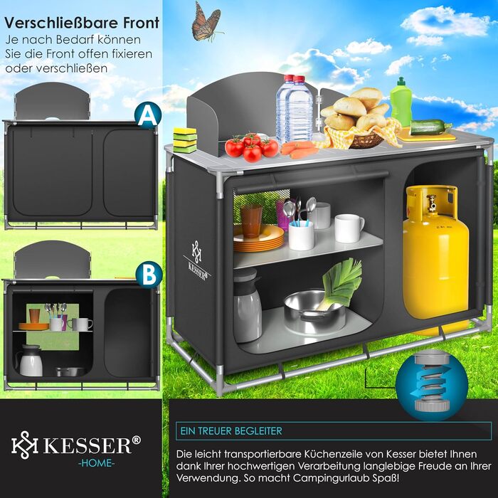Кухонний бокс KESSER для кемпінгу F4 Anthrazit з алюмінієвою рамою та сумкою для перенесення