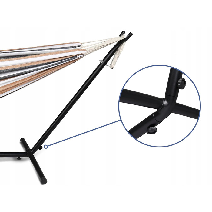 Двомісний гамак Carruzzo коричневий зі стійкою, витримує до 240 кг