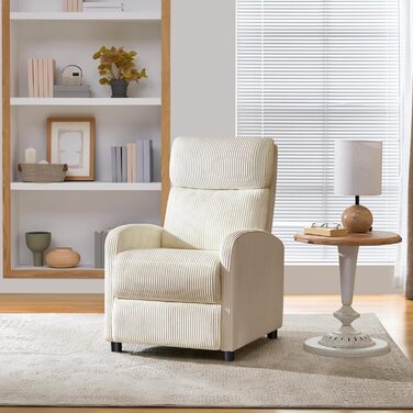 Крісло-релакс Yaheetech для телевізора, крісло-софа, крісло для відпочинку з регульованою підніжкою, лежак з бежевої тканини Cord