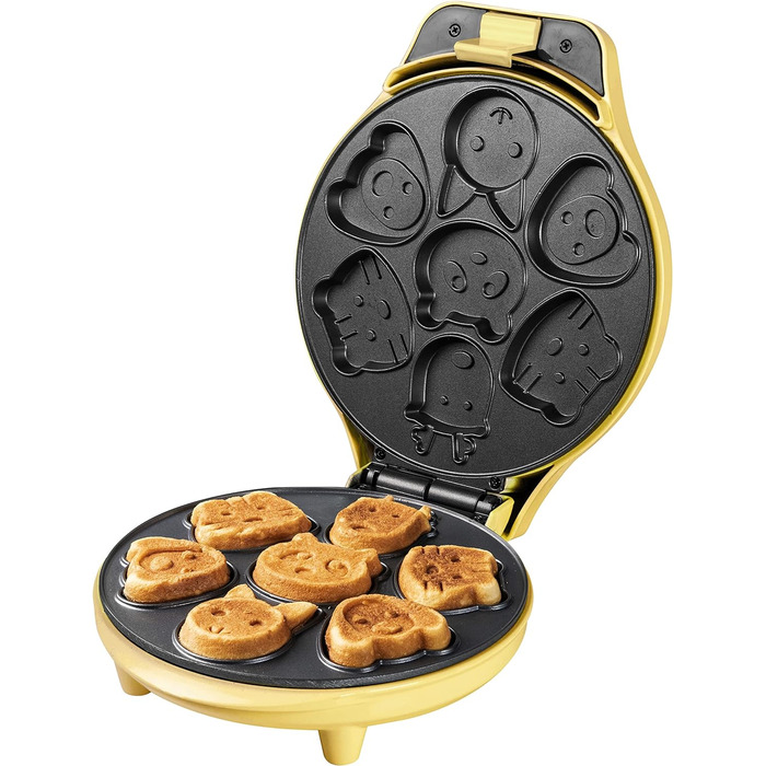 Вафельниця Bestron Mini Animal Biscuit Вафельниця з лампою для випічки та антипригарним кольором 700 Вт (жовтий)