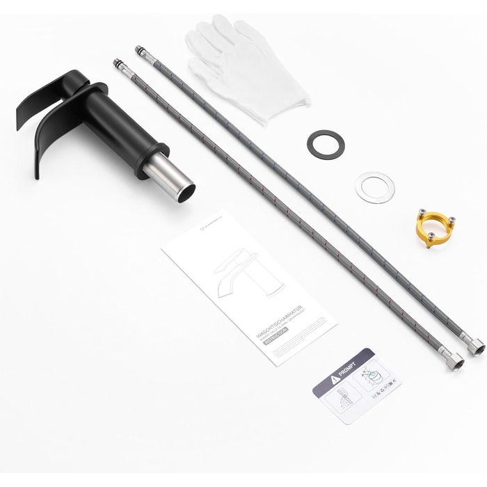 Змішувач для ванної CECIPA Gebürstet, нержавіюча сталь, чорний, 86 мм | Змішувач для умивальника | Змішувач для ванної кімнати