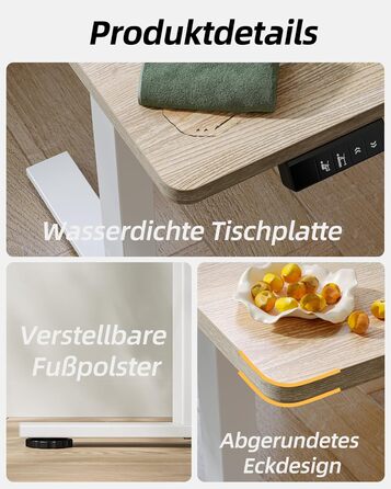 Електричний регульований стіл BEXEVUE 120x60 см, білий. Стіл для роботи з пам'яттю, комп'ютерний. Матеріал: акорн