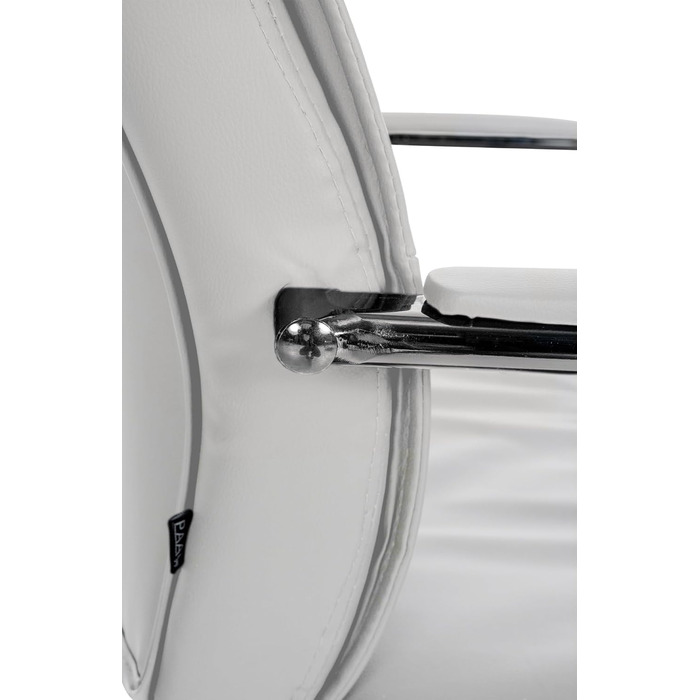 Стілець конференційний Sievert білий з м'якою оббивкою, штучна шкіра, з підлокітниками