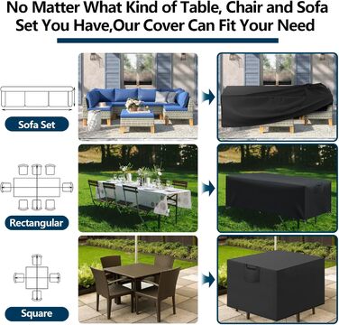 Захисний чохол для садово-патіо меблів, водовідштовхувальний, 420D Oxford, анти-UV, для столів та інших меблів, чорний, 150x90x75 см