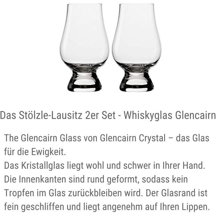 Склянки для віскі STLZLE LAUSIZ the Glencairn I набір з 4 кришталевих келихів без свинцю I 190 мл I високоякісне шотландське скло I можна мити в посудомийній машині I унікальні келихи для особливого випадку (2 шт. (1 упаковка))