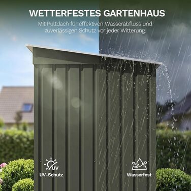 Металевий сарай для інструментів Devoko 96x98x160 см з похилим дахом, сталевий, стійкий до іржі, з рукавичками, замком, для двору, тераси, газону (сірий, S)