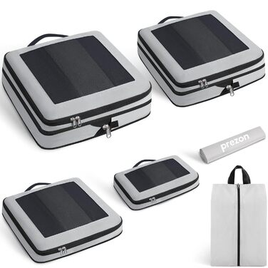 Набір компресійних органайзерів для подорожей з сіткою, розширювані пакувальні куби для одягу в валізу, сірі, 6 предметів