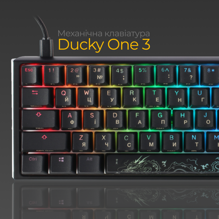 Механічна клавіатура Ducky One 3 SF Cherry MX Red RGB Black UA