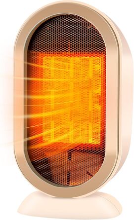 Електричний обігрівач Feebee: енергозберігаючий, тихий, 800/1200W, портативний, з контролем температури та захистом від перегріву та перекидання. Підходить для спальні, дому, офісу. (Білий/Бежевий)