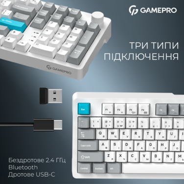 Бездротова механічна клавіатура GamePro Asgard Drakkar (MK305WH)