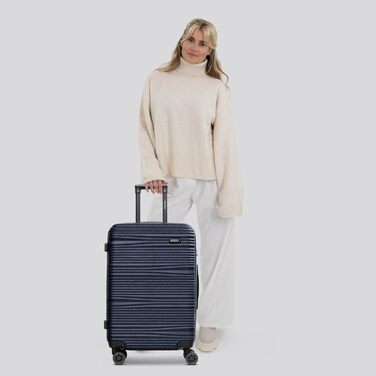 Набір валіз REDOLZ 3 шт. | Легкі дорожні валізи з ABS | 4 колеса, TSA-замок | Dark-blue (M 67 см)