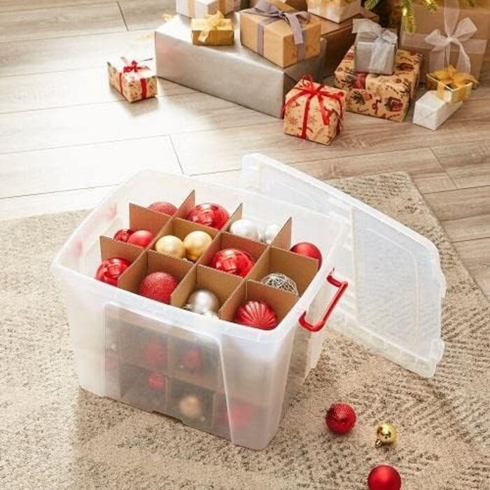 Ящик для зберігання Strata Bauble Box з 36 перегородками, 40 літрів, 50 x 39,5 x 32 см, прозорий