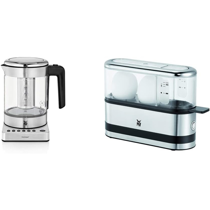 Електричний чайник-заварник WMF Küchenminis 2в1 з регулюванням температури, 1л, 1900 Вт, скляний, з тримачем для пакетиків та ситом