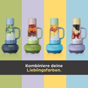 Блендер Ninja BlendBoss DB351EUBL з портативним стаканом: 3 автоматичні режими, блакитно-ягідний колір