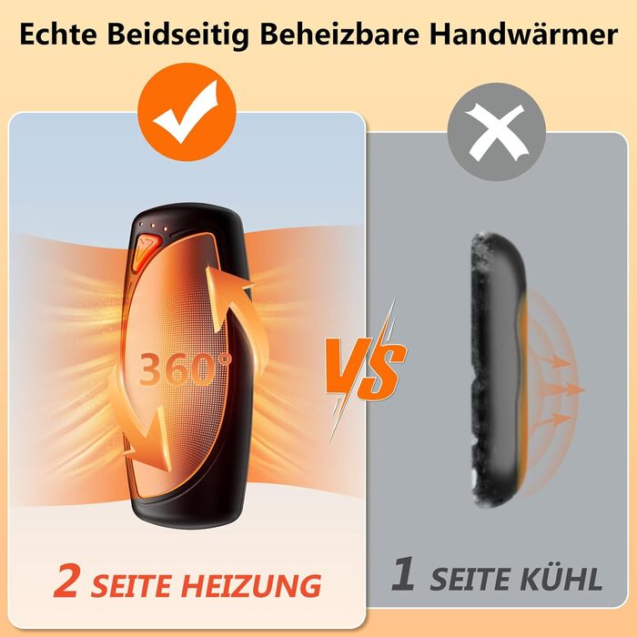 Електричні грілки для рук COTOP, набір 2 шт. з зарядним кейсом 14000 mAh, 3 режими нагріву до 56°C, для катання на лижах, кемпінгу, чорного кольору