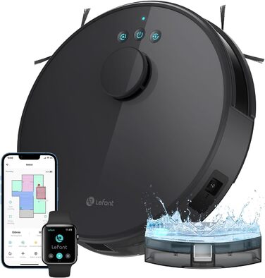 Робот-пилосос LEFANT M1B з функцією миття підлоги, LiDAR-навігацією, потужністю 5500Pa, картуванням декількох поверхів, самостійною зарядкою, Wi-Fi, 8 зонами заборони, для видалення шерсті тварин, килимів та твердих підлог