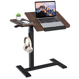 Регульований столик для ноутбука ETHU: мобільний приліжкові столи з нахиленою поверхнею та роликами для офісу та дому (дуб, горіх)