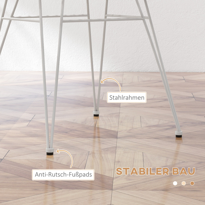 HOMCOM Набір з 2-х стільців у бохо-стилі, кухонні стільці, з ротангу PE, 56 x 60 x 79 см, натуральний + білий