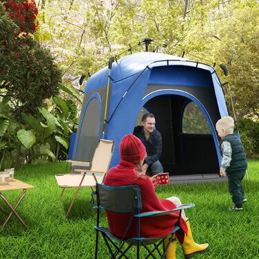 Намет Outsunny Dome для 4 осіб Легкий, стабільний водонепроникний кемпінговий намет UV 50+ з вікном з гачковими дверима, сімейний намет із наметом 1000 мм водяного стовпа для кемпінгу Подорожі Трекінговий сад