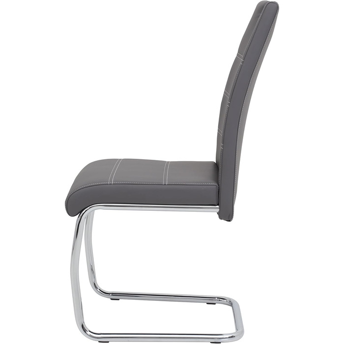 Набір обідніх стільців Hela Flora (4 шт.), штучна шкіра сірого кольору, металевий каркас, 42x57x98 см