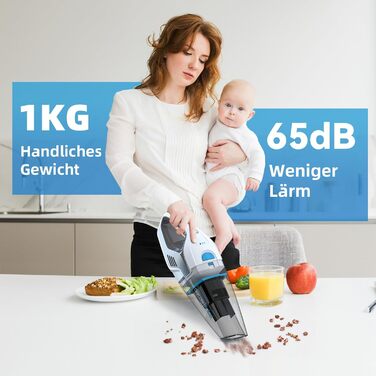 Акумуляторний ручний пилосос PowerClean 2300 для сухого та вологого прибирання з зарядним пристроєм та мийним HEPA-фільтром, безмішковий