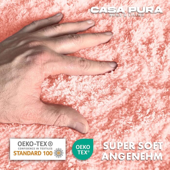 М'який килимок для ванної кімнати Casa Pura Rosa Sky, 80x150 см - Шерстистий, нековзний, для душу, рожевий