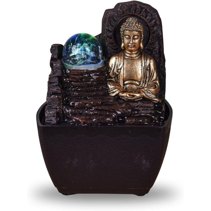 Декоративний фонтан Zen'Light Zimmerbrunnen: для дому, офісу, медитації, LED-підсвітка, H 18 см
