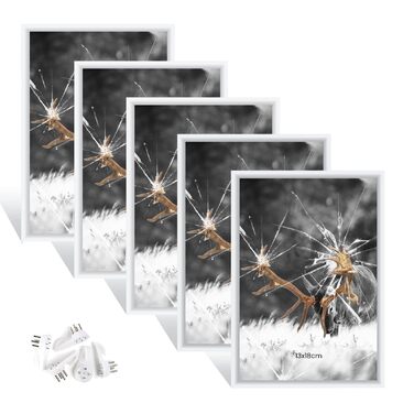 Набір фоторамок 5er Bilderrahmen DIN A4 (13x18 см) білий - рамки для фото, портретів, для дому та офісу з плексигласом, для встановлення та підвішування