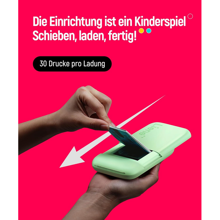 Портативний фотодрук Liene Pearl K100: друк зі смартфона, 50 шт. Zink-паперу, Bluetooth 5.0, сумісний з iOS/Android, для iPhone (зелений)