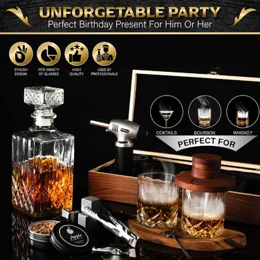 Набір для копчення коктейлів з ліхтариком: Раух-Ей для віскі та бурбон. Набір для копчення напоїв з коробкою, трісками та аксесуарами.