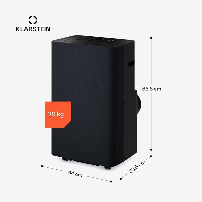 Klarstein AireLux: Мобільний кондиціонер 14000 BTU, до 51 м², керування через додаток та голосовий помічник, 4-в-1 (охолодження, осушувач, вентилятор, нічний режим), тихий, темно-сірий