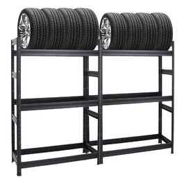 Стойка для шин PROREGAL Mega Deal (2 шт.) 180x120x50 см, чорна. Макс. навантаження 150 кг, до 24 шин