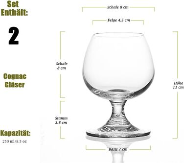 Набір келихів для коньяку та віскі Kleiner (250 мл, кришталь) – 2 шт.