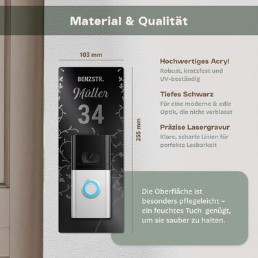 Персоналізоване дзвоник для Ring Doorbell 2, 3, 4 – акрилове табличко з іменем для поштової скриньки – табличка на двері з гравіюванням – прямокутна табличка для поштової скриньки