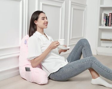 Крісло-мішок Canbygo для читання з підлокітниками, з піною з пам'яті, для читання, роботи та ігор, знімний чохол (Рожевий)