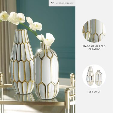 Ваза Ashley Furniture Signature Design, Mohsen, золотий декор, білий, 2 шт.
